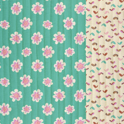 Doble Gasa acolchada estampada MAFLEUR Jade / Rosa